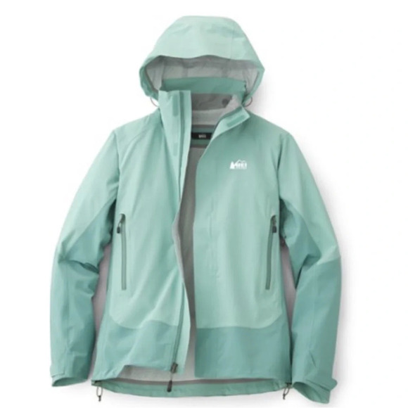 REI Women’s S Small Talusphere Rain Jacket Cool Aqua Light Teal NWT - Picture 3 of 9